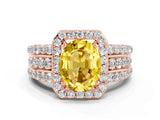 Rose gold Oval Cut Halo Yellow Sapphire Ring with Split Shank and Four-Prong Setting_24
