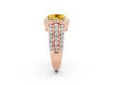 Rose gold Oval Cut Halo Yellow Sapphire Ring with Split Shank and Four-Prong Setting_26