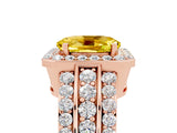 Rose gold Oval Cut Halo Yellow Sapphire Ring with Split Shank and Four-Prong Setting_29