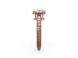 Rose gold Oval Cut Milgrain Channel Set Engagement Ring with Solitaire Prong Setting_72