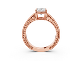 Rose gold Oval Cut Milgrain Channel Set Engagement Ring with Solitaire Prong Setting_73
