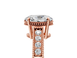 Rose gold Oval Cut Milgrain Channel Set Engagement Ring with Solitaire Prong Setting_75