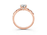 Rose gold Oval Cut Moissanite Cluster Side Stone Solitaire Ring with Prong Setting_27