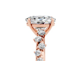 Rose gold Oval Cut Moissanite Cluster Side Stone Solitaire Ring with Prong Setting_29
