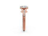 Rose gold Oval Cut Moissanite Engagement Ring with Milgrain Channel Set Band and Prong Setting_2