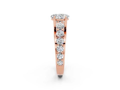 Rose gold Oval Cut Moissanite Engagement Ring with Pavé Band and Four-Prong Setting_2