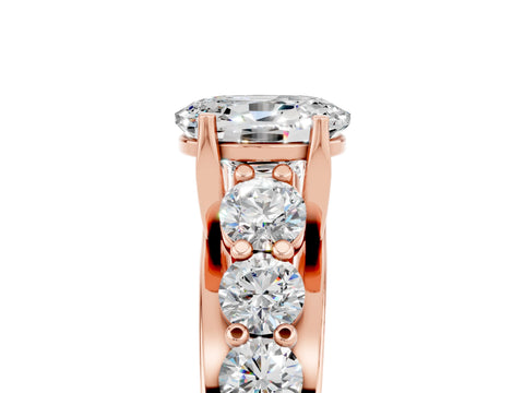 Rose gold Oval Cut Moissanite Engagement Ring with Pavé Band and Four-Prong Setting_5