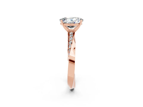 Rose gold Oval Cut Moissanite Engagement Ring with Side Stone Accents and Four-Prong Setting_29