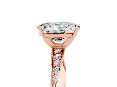 Rose gold Oval Cut Moissanite Engagement Ring with Side Stone Accents and Four-Prong Setting_32