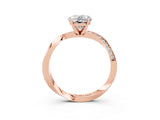 Rose gold Oval Cut Moissanite Engagement Ring with Side Stone Accents and Four-Prong Setting_39