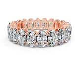 Rose gold Oval Cut Moissanite Eternity Band with Shared Prong Setting