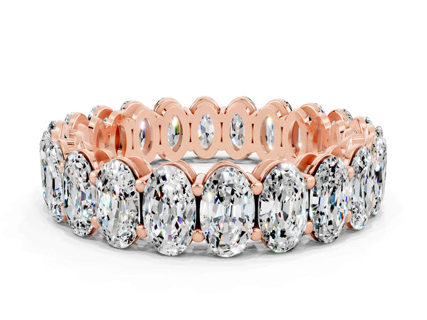 Rose gold Oval Cut Moissanite Eternity Band with Shared Prong Setting