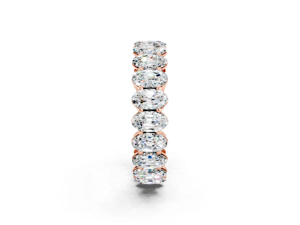 Rose gold Oval Cut Moissanite Eternity Band with Shared Prong Setting