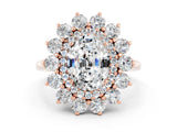 Rose gold Oval Cut Moissanite Floral Double Halo Engagement Ring with Prong Setting_60