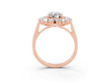 Rose gold Oval Cut Moissanite Floral Double Halo Engagement Ring with Prong Setting_63