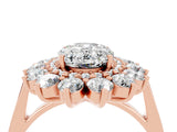 Rose gold Oval Cut Moissanite Floral Double Halo Engagement Ring with Prong Setting_64