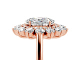Rose gold Oval Cut Moissanite Floral Double Halo Engagement Ring with Prong Setting_65