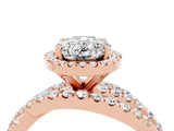 Rose gold Oval Cut Moissanite Halo Ring with Round Split Shank and Prong Setting_52