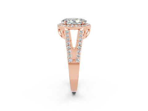 Rose gold Oval Cut Moissanite Halo Ring with Split Shank U-Prong Band and Four-Prong Setting_2
