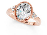 Rose gold Oval Cut Moissanite Halo Ring with Tapered Band and Four-Prong Setting_1