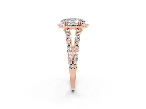 Rose gold Oval Cut Moissanite Halo Split Shank Engagement Ring_14