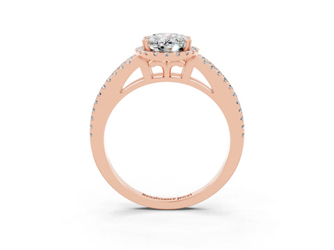 Rose gold Oval Cut Moissanite Halo Split Shank Engagement Ring_15