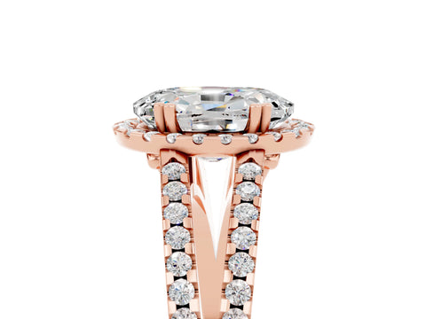 Rose gold Oval Cut Moissanite Halo Split Shank Engagement Ring_17