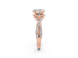 Rose gold Oval Cut Moissanite Halo Twist Band Solitaire Prong Setting Ring_2
