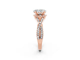 Rose gold Oval Cut Moissanite  Halo Twist Band Solitaire Prong Setting Ring_26