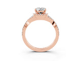 Rose gold Oval Cut Moissanite  Halo Twist Band Solitaire Prong Setting Ring_27