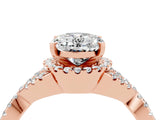 Rose gold Oval Cut Moissanite  Halo Twist Band Solitaire Prong Setting Ring_46