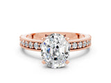 Rose gold Oval Cut Moissanite Milgrain Pavé Engagement Ring with Four-Prong Setting_12