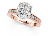 Rose gold Oval Cut Moissanite Milgrain Pavé Engagement Ring with Four-Prong Setting_13
