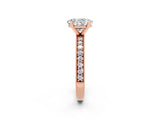 Rose gold Oval Cut Moissanite Milgrain Pavé Engagement Ring with Four-Prong Setting_14