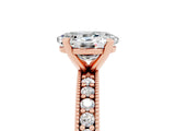 Rose gold Oval Cut Moissanite Milgrain Pavé Engagement Ring with Four-Prong Setting_17