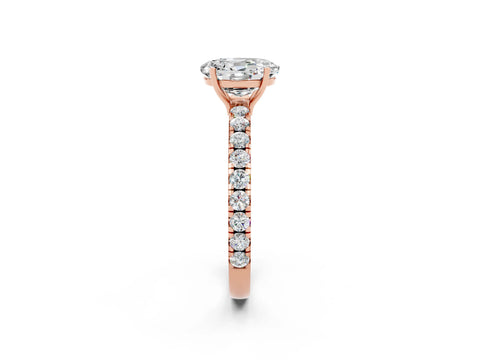 Rose gold Oval Cut Moissanite Pavé Solitaire Engagement Ring with Four-Prong Setting_26
