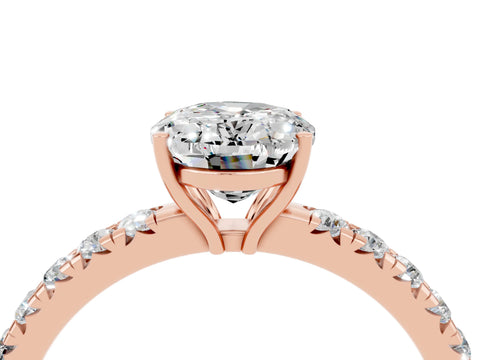 Rose gold Oval Cut Moissanite Pavé Solitaire Engagement Ring with Four-Prong Setting_28