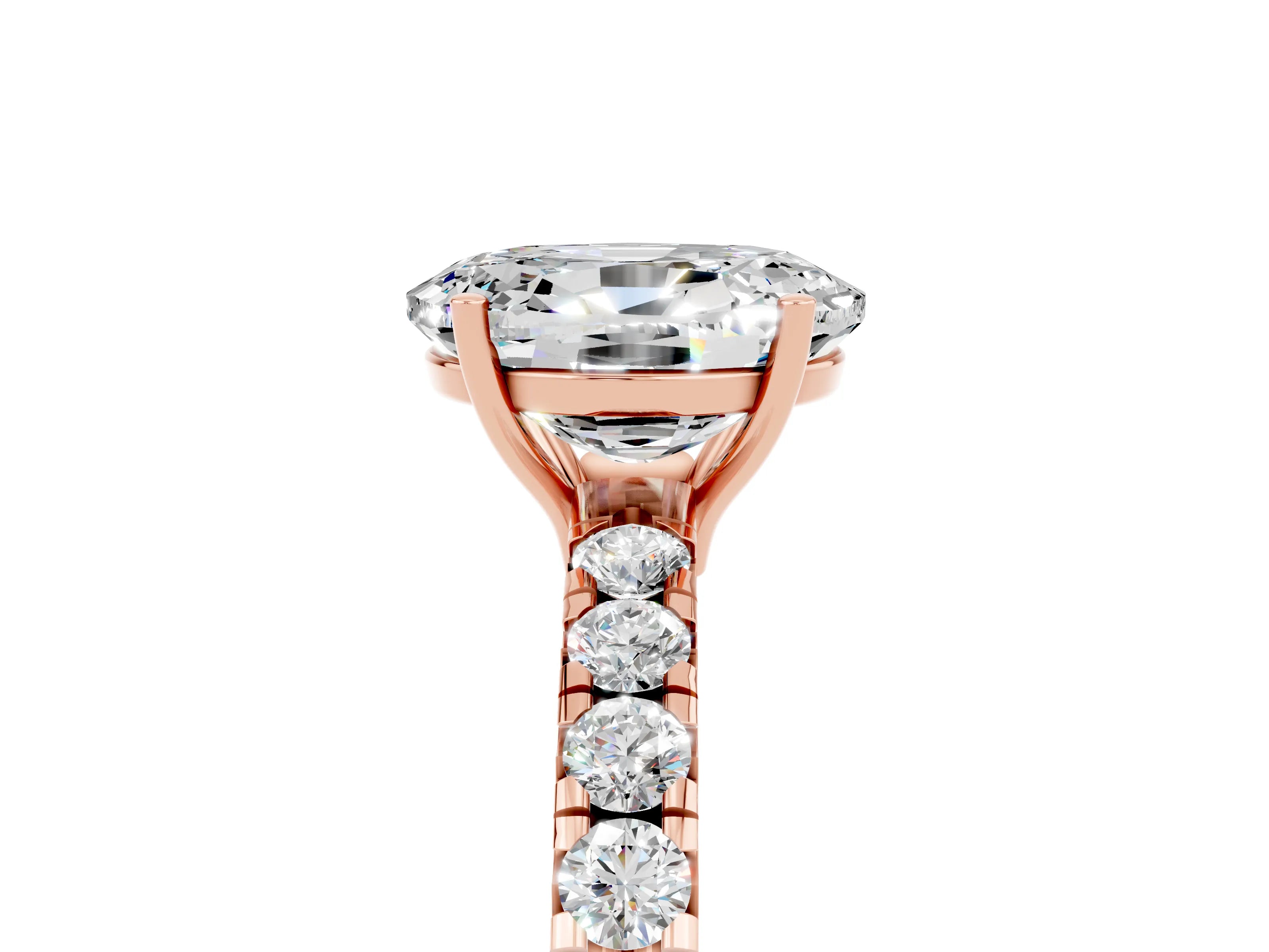 Rose gold Oval Cut Moissanite Pavé Solitaire Engagement Ring with Four-Prong Setting_29
