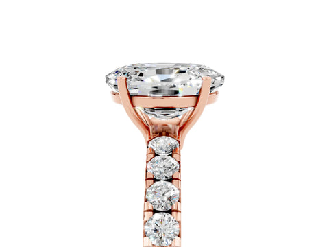 Rose gold Oval Cut Moissanite Pavé Solitaire Engagement Ring with Four-Prong Setting_29
