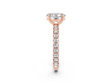 Rose gold Oval Cut Moissanite Pavé Solitaire Ring with Round Band and Prong Setting_26