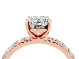 Rose gold Oval Cut Moissanite Pavé Solitaire Ring with Round Band and Prong Setting_28