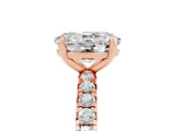 Rose gold Oval Cut Moissanite Pavé Solitaire Ring with Round Band and Prong Setting_29