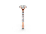 Rose gold Oval Cut Moissanite Pave Band Solitaire Ring with Four-Prong Setting_26