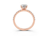 Rose gold Oval Cut Moissanite Pave Band Solitaire Ring with Four-Prong Setting_27