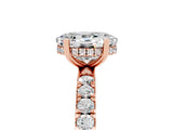 Rose gold Oval Cut Moissanite Pave Band Solitaire Ring with Four-Prong Setting_29