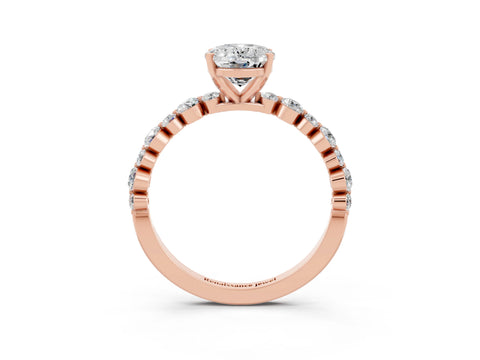 Rose gold Oval Cut Moissanite Prong Set Engagement Ring with Pavé Band_3