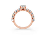 Rose gold Oval Cut Moissanite Prong Setting with Side Stones on a Pave Band_3