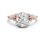 Rose gold Oval Cut Moissanite Ring with Side Stones and Four-Prong Setting_72