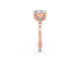 Rose gold Oval Cut Moissanite Ring with Side Stones and Four-Prong Setting_74