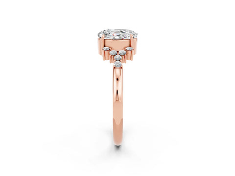 Rose gold Oval Cut Moissanite Ring with Side Stones and Four-Prong Setting_74